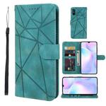 For Xiaomi Redmi 9A Skin Feel Geometric Lines Leather Phone Case(Green)