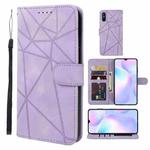 For Xiaomi Redmi 9A Skin Feel Geometric Lines Leather Phone Case(Purple)