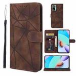 For Xiaomi Redmi 10 Skin Feel Geometric Lines Leather Phone Case(Brown)