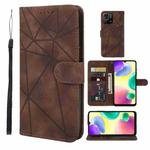 For Xiaomi Redmi 10A / 9C Skin Feel Geometric Lines Leather Phone Case(Brown)