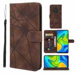 For Xiaomi Redmi 10X 4G Skin Feel Geometric Lines Leather Phone Case(Brown)