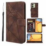 For Xiaomi Redmi 13C Skin Feel Geometric Lines Leather Phone Case(Brown)