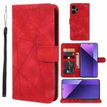 For Xiaomi Redmi Note 13 Pro+ 5G Skin Feel Geometric Lines Leather Phone Case(Red)