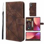 For Xiaomi 12 Skin Feel Geometric Lines Leather Phone Case(Brown)