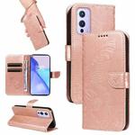 For OnePlus 9 Swallowtail Butterfly Embossed Leather Phone Case(Rose Gold)