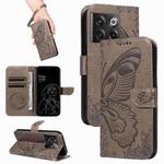 For OnePlus 10T / Ace Pro 5G Swallowtail Butterfly Embossed Leather Phone Case(Grey)