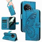 For OnePlus 11 5G Swallowtail Butterfly Embossed Leather Phone Case(Blue)
