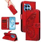 For OnePlus 12R Swallowtail Butterfly Embossed Leather Phone Case(Red)