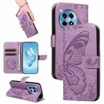 For OnePlus 12R Swallowtail Butterfly Embossed Leather Phone Case(Purple)