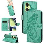 For OnePlus Nord CE 3 Lite Swallowtail Butterfly Embossed Leather Phone Case(Green)