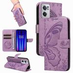 For OnePlus Nord CE 2 5G Swallowtail Butterfly Embossed Leather Phone Case(Purple)