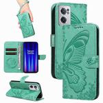 For OnePlus Nord CE 2 5G Swallowtail Butterfly Embossed Leather Phone Case(Green)