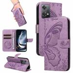 For OnePlus Nord CE 2 Lite / Realme 9 Pro Swallowtail Butterfly Embossed Leather Phone Case(Purple)