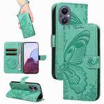 For OnePlus Nord N20 5G / OPPO A96 5G Swallowtail Butterfly Embossed Leather Phone Case(Green)