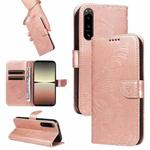 For Sony Xperia 5 IV Swallowtail Butterfly Embossed Leather Phone Case(Rose Gold)