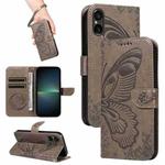 For Sony Xperia 5 V Swallowtail Butterfly Embossed Leather Phone Case(Grey)