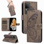 For vivo S18 5G Swallowtail Butterfly Embossed Leather Phone Case(Grey)