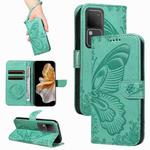 For vivo S18 5G Swallowtail Butterfly Embossed Leather Phone Case(Green)