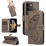 For vivo V29 5G Swallowtail Butterfly Embossed Leather Phone Case(Grey)