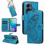 For vivo V29 Lite / Y78 5G / Y78+ 5G Swallowtail Butterfly Embossed Leather Phone Case(Blue)