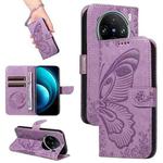 For vivo X100 Pro 5G Swallowtail Butterfly Embossed Leather Phone Case(Purple)