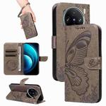 For vivo X100 Pro 5G Swallowtail Butterfly Embossed Leather Phone Case(Grey)