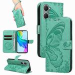 For vivo Y03 4G Swallowtail Butterfly Embossed Leather Phone Case(Green)