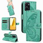 For vivo Y16 4G / Y02s Swallowtail Butterfly Embossed Leather Phone Case(Green)
