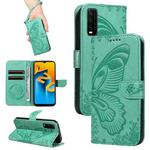 For vivo Y20 / Y20s / Y20A / Y20i / Y20G Swallowtail Butterfly Embossed Leather Phone Case(Green)