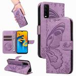 For vivo Y20s G / Y11s / Y12a / Y12s Swallowtail Butterfly Embossed Leather Phone Case(Purple)