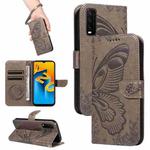 For vivo Y20s G / Y11s / Y12a / Y12s Swallowtail Butterfly Embossed Leather Phone Case(Grey)