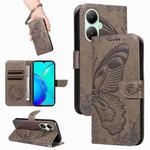 For vivo Y27 Swallowtail Butterfly Embossed Leather Phone Case(Grey)