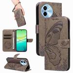 For vivo Y38 5G / Y200i / T3x Swallowtail Butterfly Embossed Leather Phone Case(Grey)