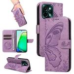 For vivo Y28 4G Swallowtail Butterfly Embossed Leather Phone Case(Purple)