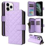 For iPhone 11 Pro Crossbody Rhombic Zipper Tower Buckle Leather Phone Case with Lanyard(Purple)