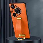 For Huawei Pura 70 SULADA PC + Leather Texture Skin Feel Shockproof Phone Case(Orange)