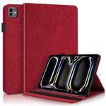 For iPad Pro 13 2024 Tree Life Series Embossed Smart Leather Tablet Case(Red)