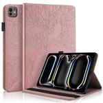 For iPad Pro 13 2024 Tree Life Series Embossed Smart Leather Tablet Case(Rose Gold)