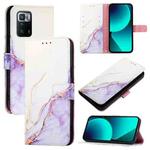 For Xiaomi Poco X3 GT PT003 Marble Pattern Flip Leather Phone Case(White Purple)