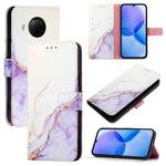 For Xiaomi Mi 10T Lite 5G PT003 Marble Pattern Flip Leather Phone Case(White Purple)