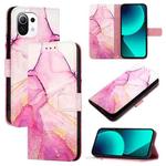 For Xiaomi Mi 11 Lite 4G / 5G PT003 Marble Pattern Flip Leather Phone Case(Pink Purple Gold)