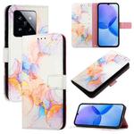 For Xiaomi 14 Pro PT003 Marble Pattern Flip Leather Phone Case(Galaxy Marble White)