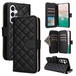 For Samsung Galaxy S23 FE 5G Crossbody Rhombic Zipper Tower Buckle Leather Phone Case with Lanyard(Black)