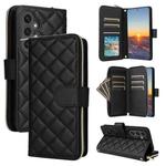 For Samsung Galaxy S24 FE 5G Crossbody Rhombic Zipper Tower Buckle Leather Phone Case with Lanyard(Black)