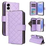 For Samsung Galaxy S25 Edge 5G Crossbody Rhombic Zipper Tower Buckle Leather Phone Case with Lanyard(Purple)