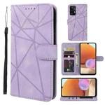 For Samsung Galaxy A32 4G Skin Feel Geometric Lines Leather Phone Case(Purple)