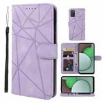 For Samsung Galaxy A03s US Skin Feel Geometric Lines Leather Phone Case(Purple)