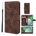 For Samsung Galaxy A03s US Skin Feel Geometric Lines Leather Phone Case(Brown)