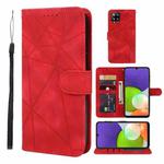 For Samsung Galaxy A22 4G Skin Feel Geometric Lines Leather Phone Case(Red)