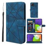 For Samsung Galaxy A22 4G Skin Feel Geometric Lines Leather Phone Case(Blue)